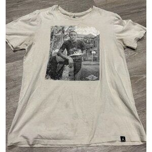 Vintage Nike Air Jordan Schoolyard Mens‎ Size Medium M Tan T Shirt READ